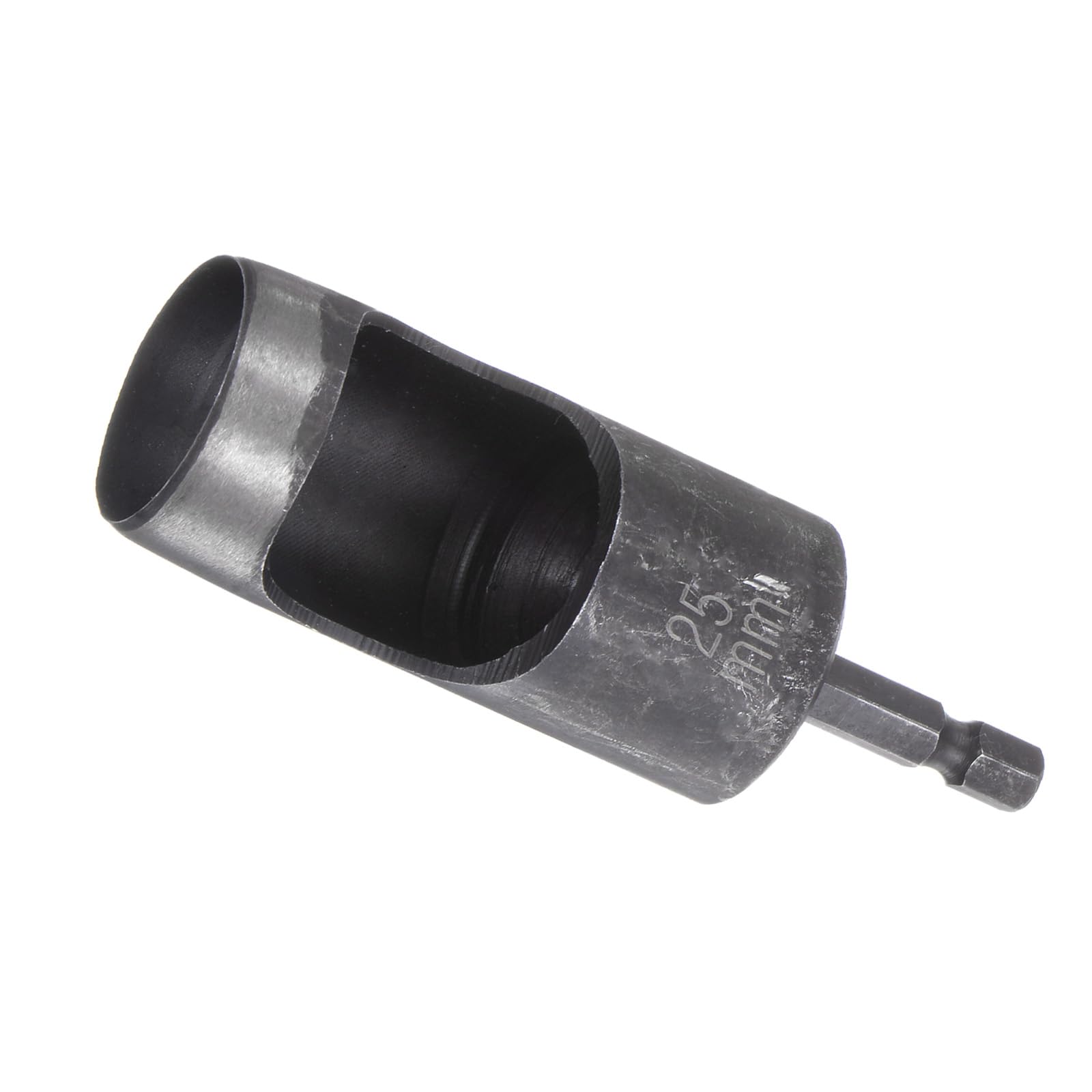 Kozelo Leather Hole Punch Tool - [25mm x 1/4" Shank] Extension Hex Shank Drill Bit Carbon Steel Hollow Puncher for Fabric Leathercraft Belts Use, 99mm Length