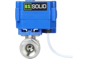 U.S. Solid Motorized Ball Valve- 1/2" Stainless Steel Ball Valve with Full Port, 9-24V AC/DC and 2 Wire Auto Return Setup