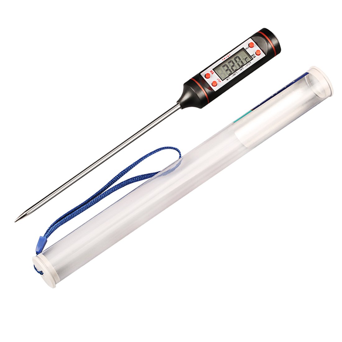 Termómetro Digital de Cocina, Termómetro de Comida Reacción Rápida con Pantalla LCD Sonda Larga Apagado Automático para Alimentación, Carne, BBQ, Horno, Líquido, Comida Bebé, Bebida, etc