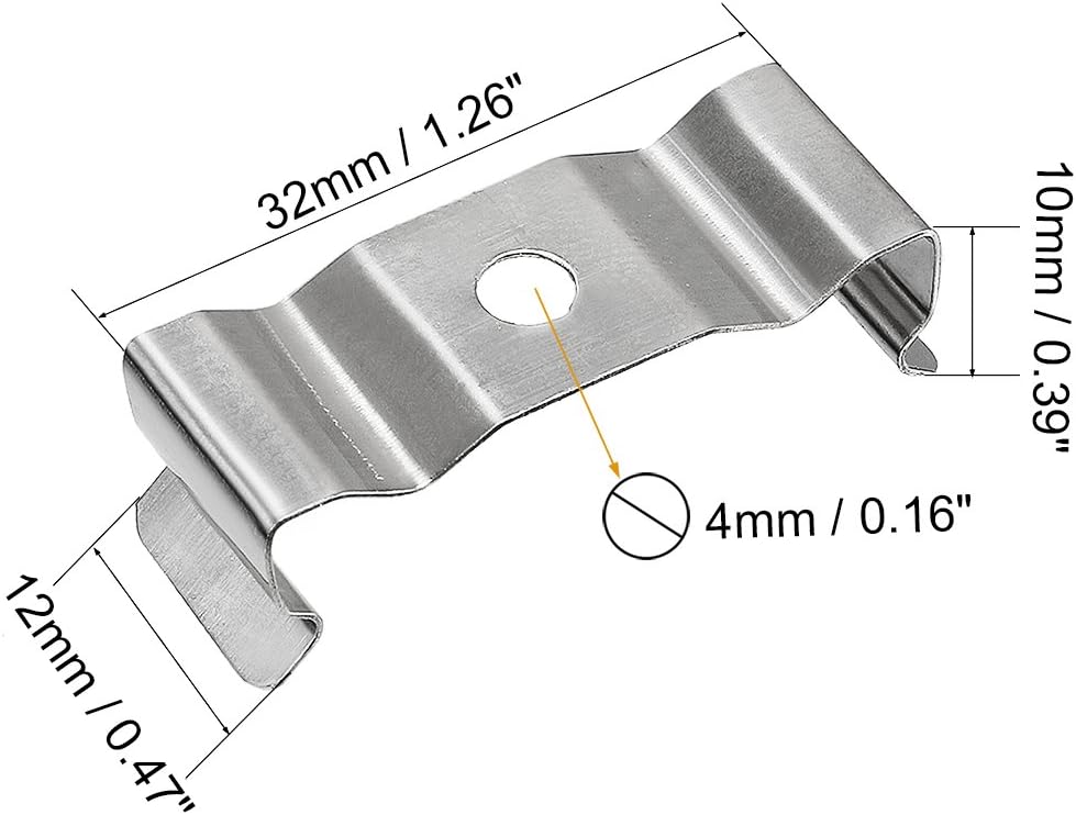 sourcing map T8 Clips Bracket Hanger for Integrated Tube Light Fixture Nickel-Plated Manganese Steel, Pack of 20 - Image 5
