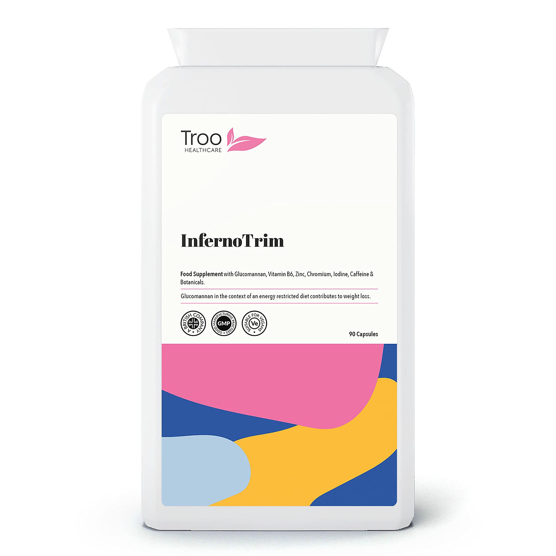 Troo Health Care InfernoTrim 90 Capsules - Daily Supplement to Support Weight Loss Management - Glucomannan Konjac, Raspberry Extract, Green Tea, African Mango - UK Manufactured to GMP Standards