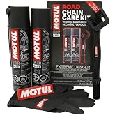 Motul C1 Chain Cleaner and C2 Motorcycle Chain Lube Kit with Brush, Gloves, and Sticker, Complete Road Motorcycle Maintenance Kit for Street Bikes and Karts