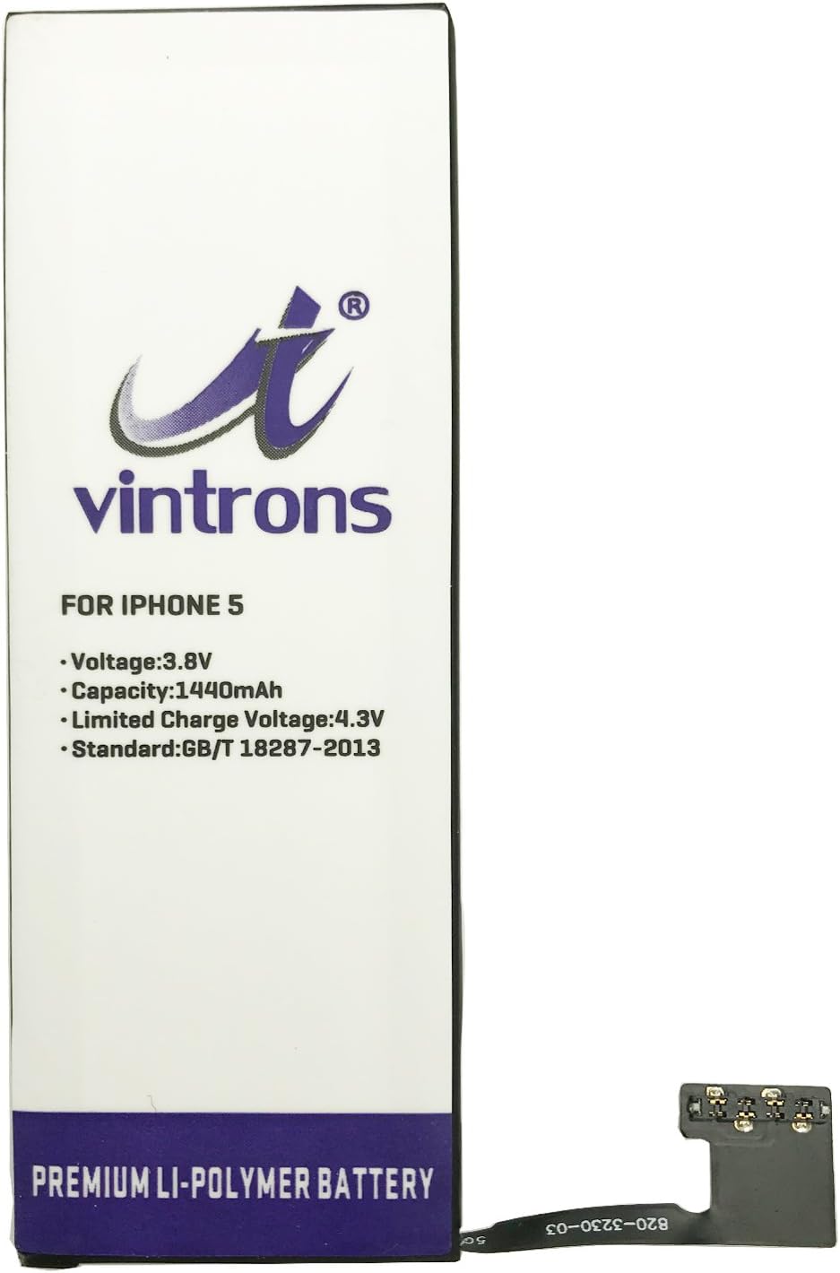 VINTRONS, 616-0610, 616-0611, 616-0612, 616-0613, AAP353292PA, LIS1491APPCS, Battery for iPhone 5, A1428, MD634LL/A,