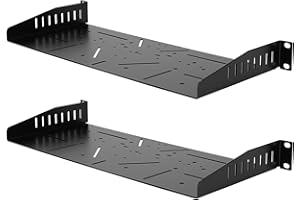 NiuNyuNeu 2Pcs 1U Server Rack Shelf, Universal Vented Rack Network Rack Tray Cantilever Tray for Network Equipment Rack and Cabinet