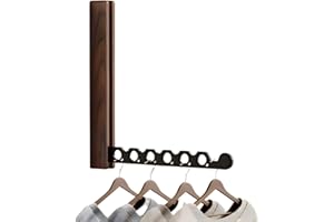 FULANCCY Walnut Folding Clothes Hanger Rack Wall Mounted Laundry Drying Rack Collapsible, Sapce Saving Laundry Room Hanging R