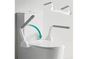 PUNCHAN Toilet Safety Rails for Seniors, Heavy Duty Handicap Toilet Rails with Foldable Handles, Toilet Safety Frame Rails wi