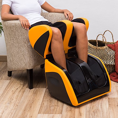 GLOBAL RELAX | VITALZEN PLUS Electric Massager for Feet, Legs, Thighs and Knee | Yellow I 3 Intensities and Massage Modes I Compression I Heat | Pain Relief | Relaxation