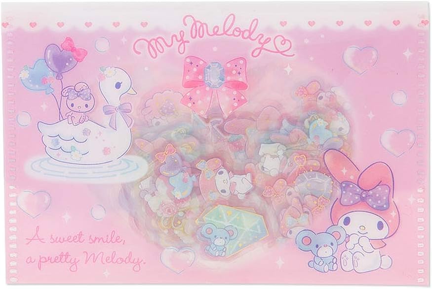 Sanrio Foil Stamping Planner Stickers with PVC Card Case/Pack of 45 (My Melody [ 194964 ])
