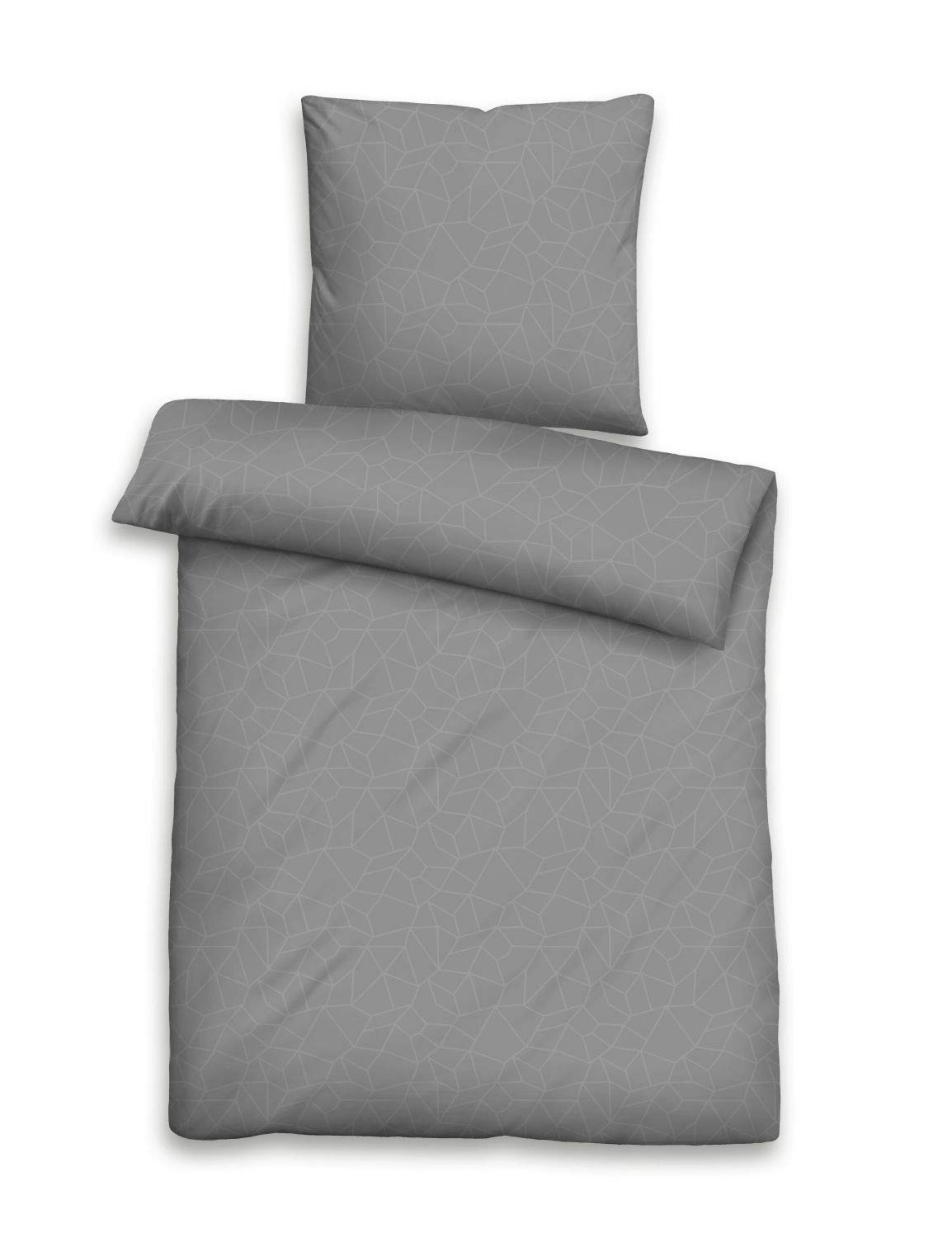 Biberna 0676067 Bed Linen Pillowcase GOTS Jacqaurd Satin 1x 40 x 80 cm Titanium