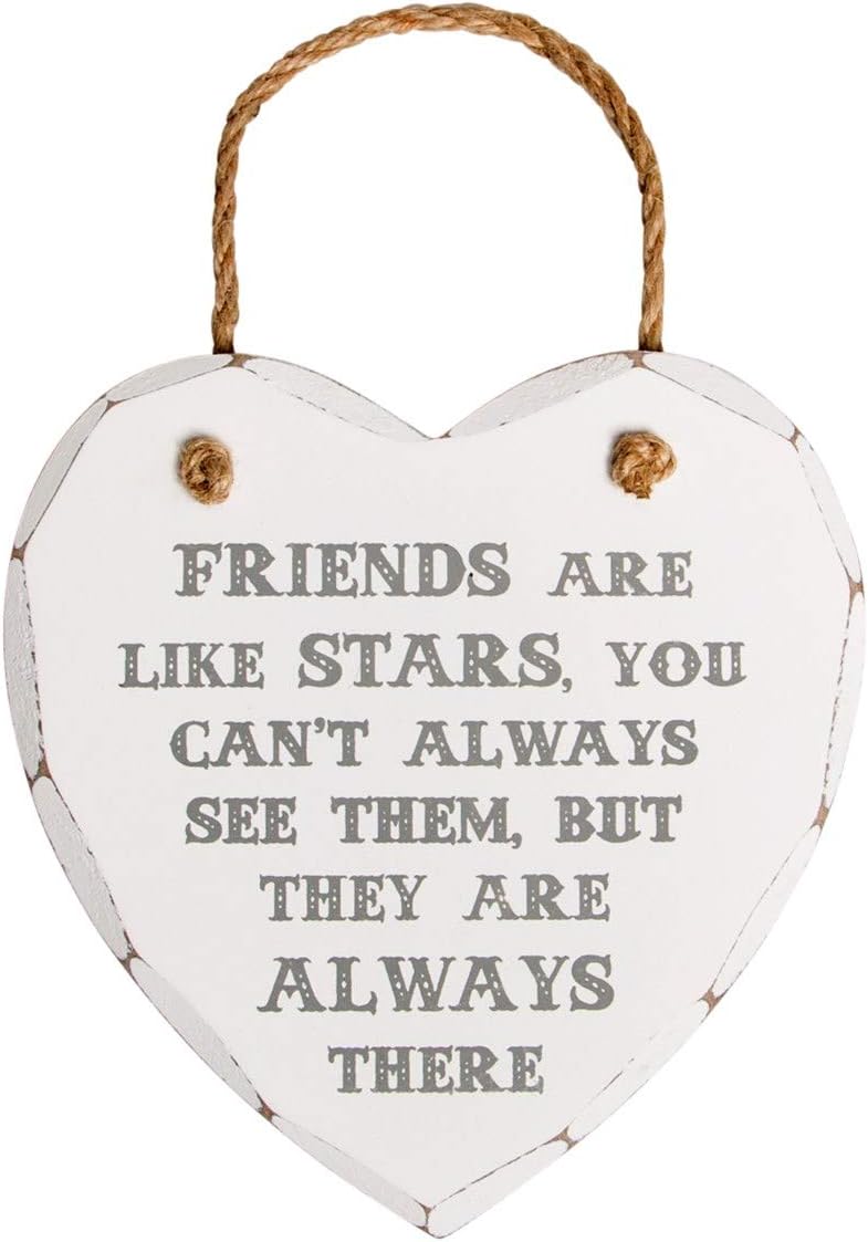 Sass & Belle Friends Are Like Stars Heart Plaque, White/Grey