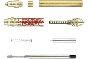Penn State Industries PKFIREBRR Firefighter 'Push & Lock' Pen Kit (1pack in Polished Brass & Red)
