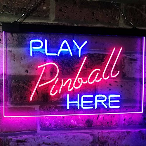 ADVPRO Pinball Room Play Here Display Game Man Cave Décor Dual Color LED Neon Sign Blue & Red 16" x 12" st6s43-i2619-br - Thumbnail 2