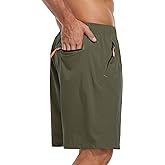 SPOSULEI Men's Athletic Hiking Shorts Water Resistant Quick-Dry Lightweight Outdoor Sweat Shorts with Zipper Pockets