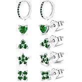 EPIRORA 925 Sterling Silver Studs Earrings Set for Women Men, Hypoallergenic Cubic Zirconia Stud Cartilage Earrings, 5 Pairs Small Silver Gold Hoop Earring Studs Sets for Multiple Piercing