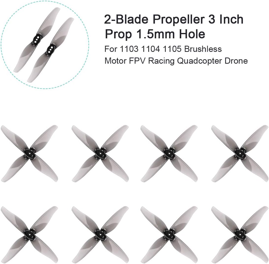 Gemfan 3018 2-Blade Propeller 3 Inch Prop 1.5mm Hole for 1103 1104 1105 Brushless Motor FPV Racing Quadcopter Drone Toothpick Frame Like Eachine Twing 115 Diatone GTB339 Cube Betafpv HX110 16PCS