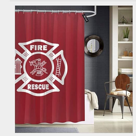 Amazon Com Puloa Firefighter Fire Rescue Shower Curtains With 12