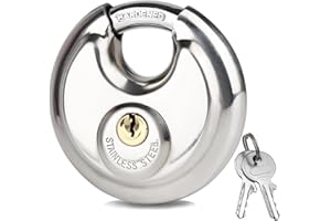 FUAXAT Disc Lock for Storage Unit 2-3/4"(70mm), Stainless Steel Keyed Padlock with Keys, Outdoor Waterproof Storage Lock for Storage Locker, Shed, Gate, Fence, Heavy Duty Discus Keyed Pad Lock