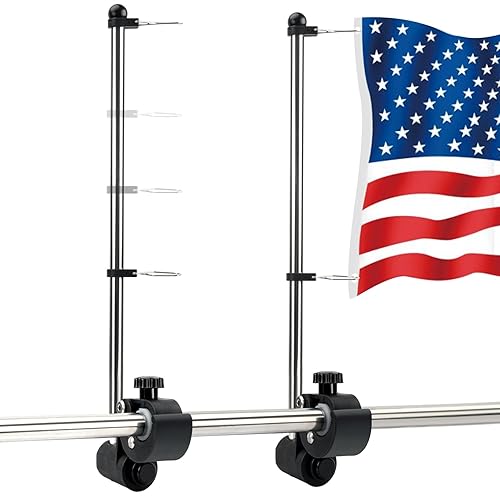 Marinebaby 2pcs Boat Flags with 2X Flag Pole, 316 Stainless Steel