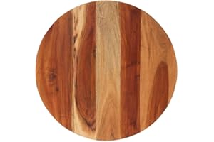 vidaXL Solid Sheesham Wood Round Dining Table Top for Indoor and Outdoor Use 23.6 in Diameter Smooth Polished Finish Rustic Modern Design Replacement Wooden