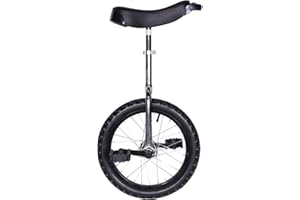 Kobe Toy | 20" Unicycle with Strong Steel Frame & Adjustable Seat, for Cycling, Outdoor, Sports & Exercise, Silver