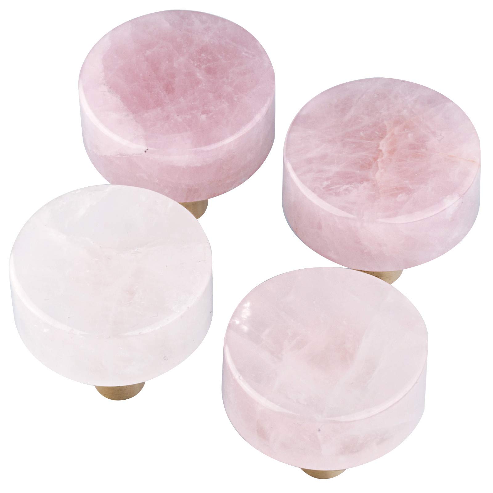 Photo 1 of mookaitedecor Set of 4 Rose Quartz Drawer Knobs with Screws, Crystal Stone Pull Handles for Dresser Wardrobe Kitchen Decorative