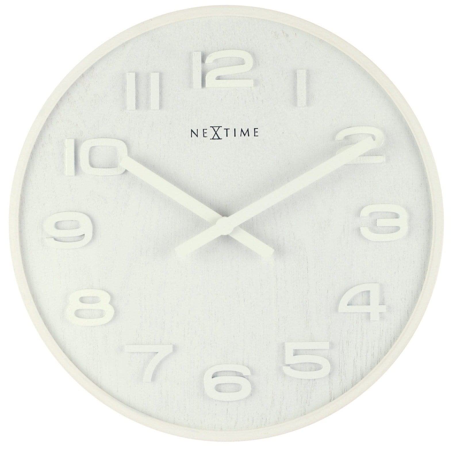 NeXtime wall clock "WOOD WOOD MEDIUM", round, made of wood, white, ø 36 cm