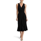 Anne Klein Womens Sleeveless, V-Neck, Ruffle Hem Faux Wrap Dress