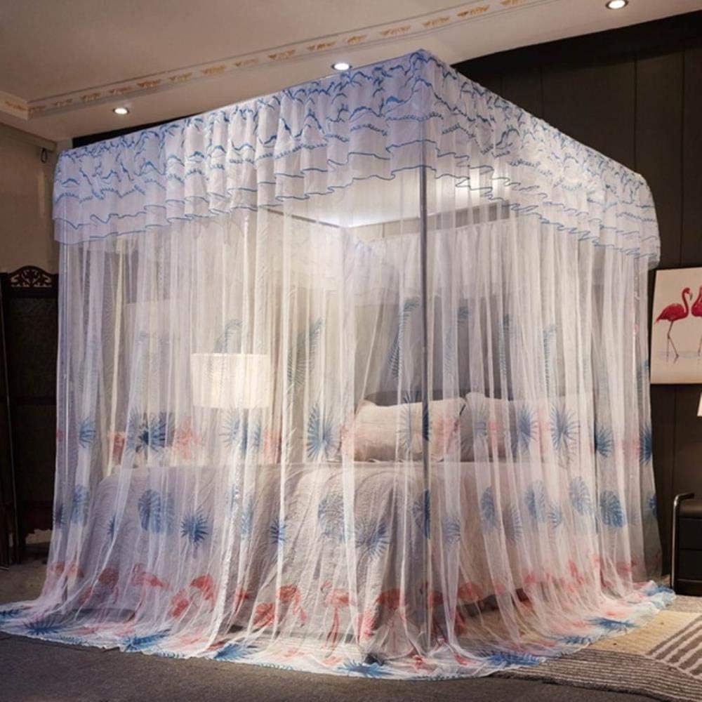 Four Corner Mosquito Net Mesh Gradation Color Bed Canopy Lace Princess Netting Bed Mosquito Net Princess Bedding No Frame,A
