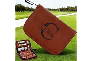 Personalized Golf Accessories Organizer Bag – Custom Name PU Leather Golf Storage Case for Balls, Tees & Tools, Portable Golf