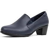 VJH confort Women’s Heeled Shoes, Comfortable Elastic Low Block Chunky Heels Pumps
