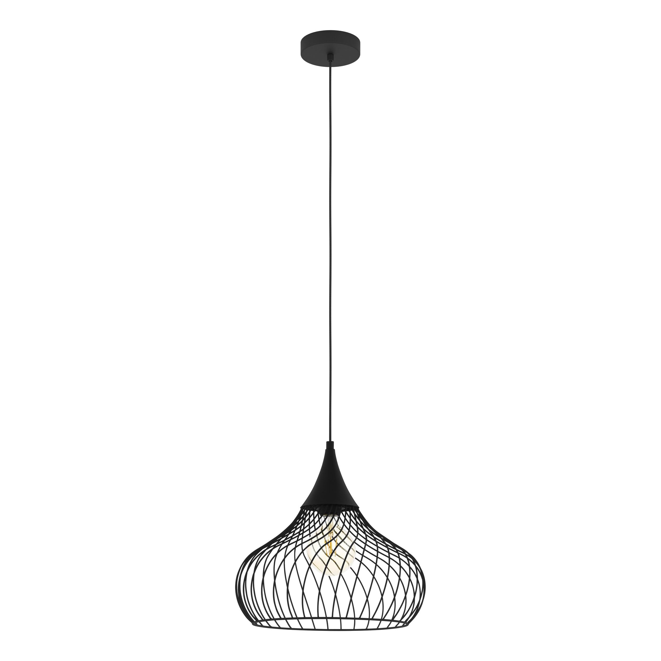 Eglo Pendant Light Fitting Staverton, Vintage Hanging lamp, Industrial Design Living and Dining Room Lighting, Black Metal, E27 Socket