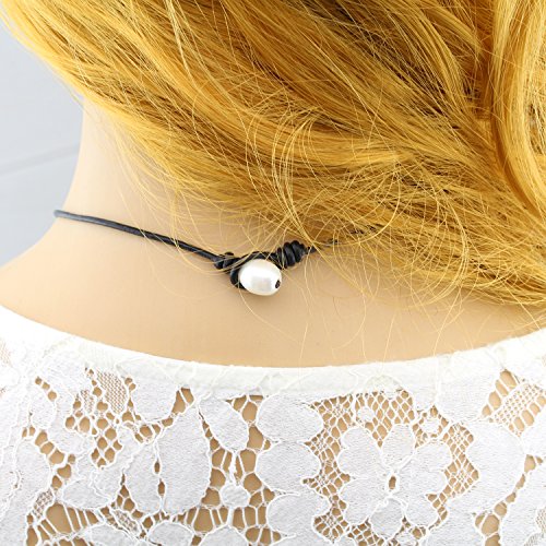 5 Wunionup+Pearl+Black+Leather+Necklace