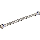 Eastman 12 Inch Steel-Flex Water Heater Connector, 3/4 Inch x 3/4 Inch FIP Swivel, Braided Stainless Steel Water Heater Conne