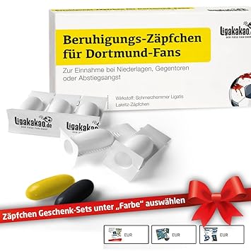 Beruhigungs-Zäpfchen® für Dortmund-Fans | Lakritz-Zäpfchen für Dortmund-Fans zur Einnahme bei Niederlagen, Gegentoren & Absti
