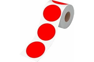 500 PCS Round Red Color Coding Circle Dots Inventory Stickers Labels with Perforation Line in Roll (3" in Diameter)