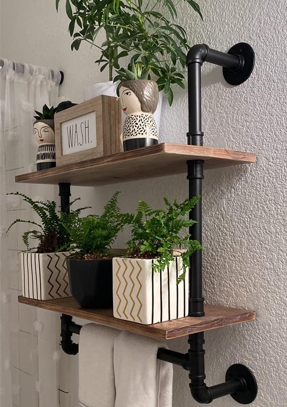 ROGMARS Industrial Pipe Shelving,Iron Pipe Shelves Industrial Bathroom