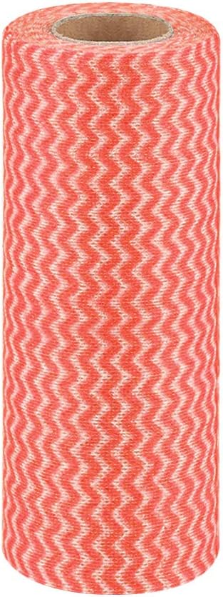 Degradable Hygienic Cleaning Cloths Kitchen Towel Disposable Multi-Purpose Non-Woven Fabrics Large Cloth Catering Eco-Friendly House Cleaning Cloth Size 50 Pcs/roll (red)