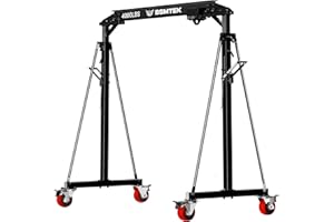 BSMTEK Gantry Crane 2 Ton（MAX4000lbs） Capacity, Adjustable Height (8.53-12.47 FT) & Width (6.56 FT), Steel I-Beam Construction, Portable Shop Hoist for Factories, Warehouses, Construction Sites, Black
