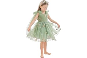 LalaMira Flower Girl Dress Floral Embroidered Toddler Girls Dresses Fairy Tulle Dress for Wedding Birthday Party Photo Shoot