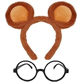 FUEAWIM Chipmunk Ears Headband and Glasses Frame Chipmunk Costume Accessories Halloween Cosplay Party Supplies