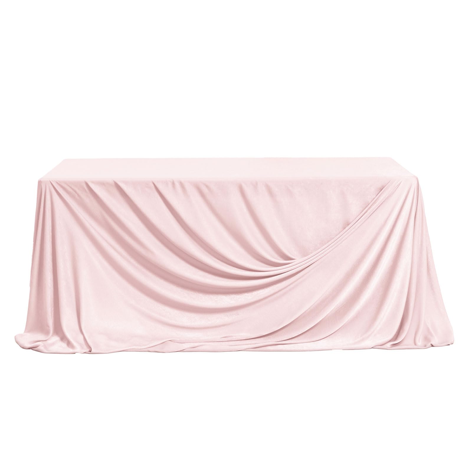 Photo 1 of Ling's moment Pink Wedding Table Cloths in Velvet-Like Fabric, 9ft x 11ft, Fits 4ft/6ft Rectangular/Round Sweetheart&Head Table for Wedding Reception, Bridal Shower, Birthday Decoration