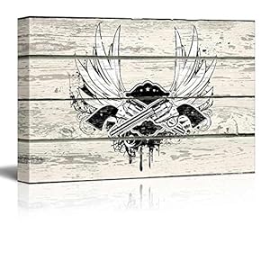 Grunge Coat of Arms on a Wooden Textured Background - Canvas Art Home Art - 12x18 inches