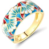Santuzza 925 Sterling Silver Enamel Mosaic Pattern Ring
