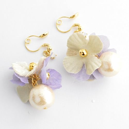 Amazon ｚｏｕｌｅ ゾーラ Sway Flower イヤリング パープル 造花 花 フラワー かわいい お花 花びら アクセサリー ループフィット イヤリング 通販