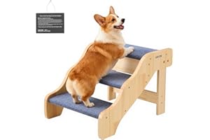 VEVOR Wood Pet Stairs, 3-Step Dog Stairs for High Beds, Sofa & Cars, 150lbs Load Capacity, Non-Slip Surface, Stable Cat & Dog