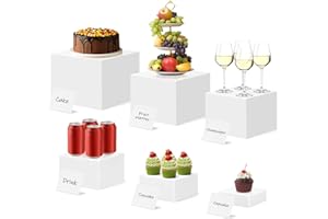 Top-spring Buffet Risers 6Pcs Food Risers for Buffet Table Display Stand Shelf for Party Catering Dessert Cake Show, Acrylic 