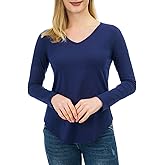 Artivaly Women's Long Sleeve V Neck T Shirts Basic Tee Tops