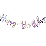 Tatuo Shiny Happy Birthday Banner Sign Iridescent