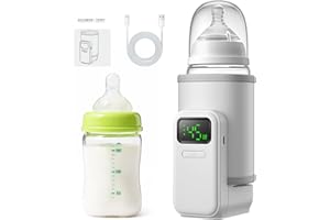 VVU&CCO Portable Bottle Warmer - Travel-Easy,Fast Warming,6-Speed Temperature Control,Comfortsble Baby Feeding On-The-go,Battery-Powered Waterless Milk Warmer