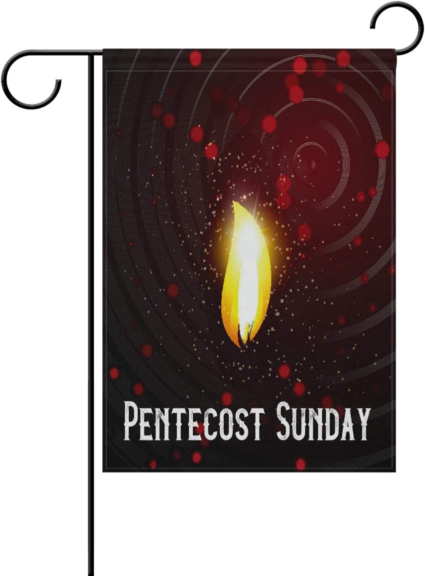 Happy Pentecost Sunday Fire Garden Flag Double Sided Polyester Yard Flag for Home House Outdoor Decoration 12x18 Inch